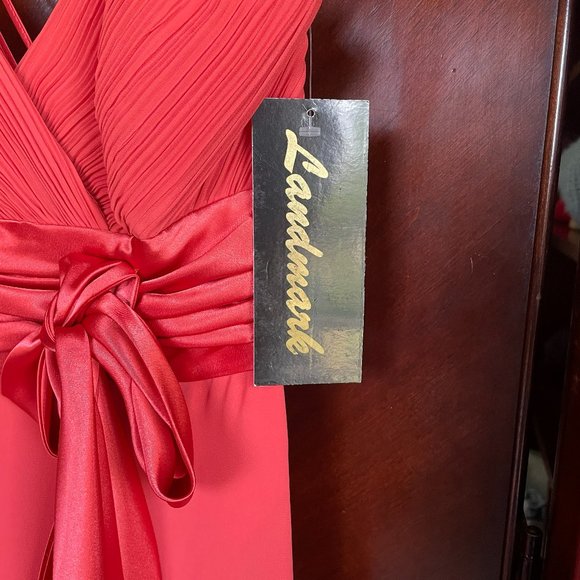 NWT Landmark Coral Spaghetti-Strap Cocktail Dress With Matching Wrap, Size Small - Picture 5 of 6